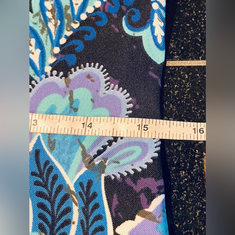 Connected Apparel Dress Black With Blue Floral Zip Back knee Length SZ. 6  NWT - Picture 8 of 13